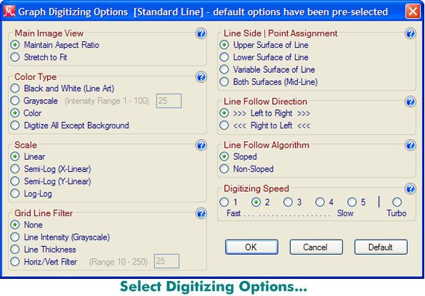 Select Digitizing Options
