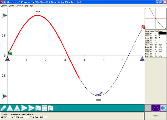 Figure 3. Screen image showing the UN­SCAN­IT graph digitizing screen.