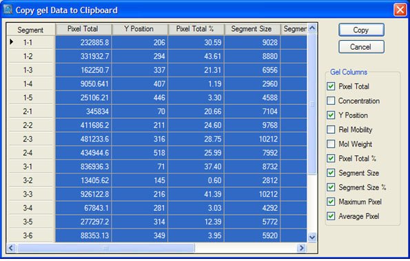 Figure 8. UN­SCAN­IT (x,y) data export screen.